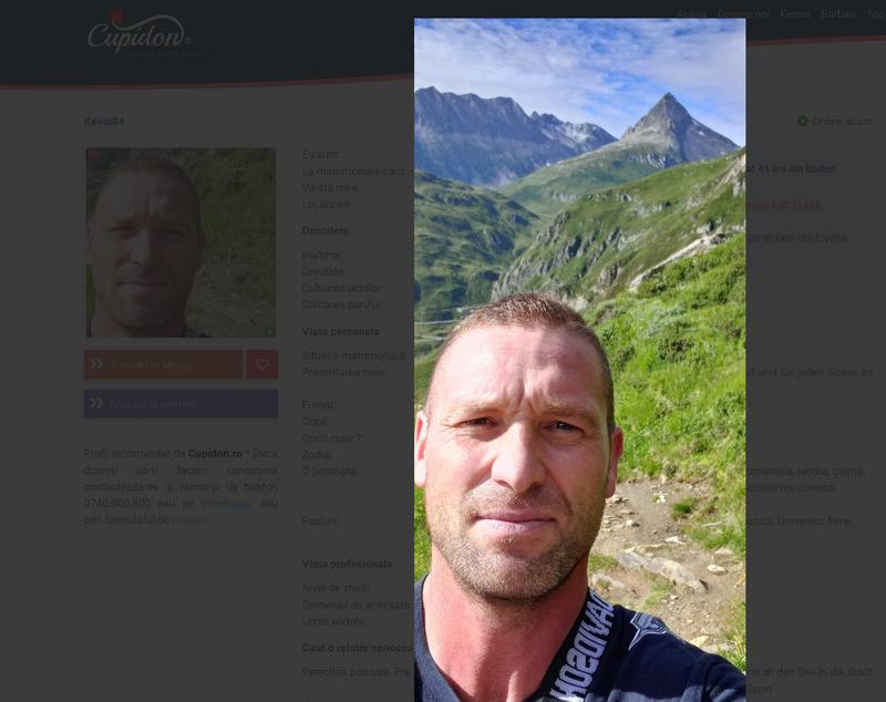 Barbat din Elvetia recomandat de Cupidon,